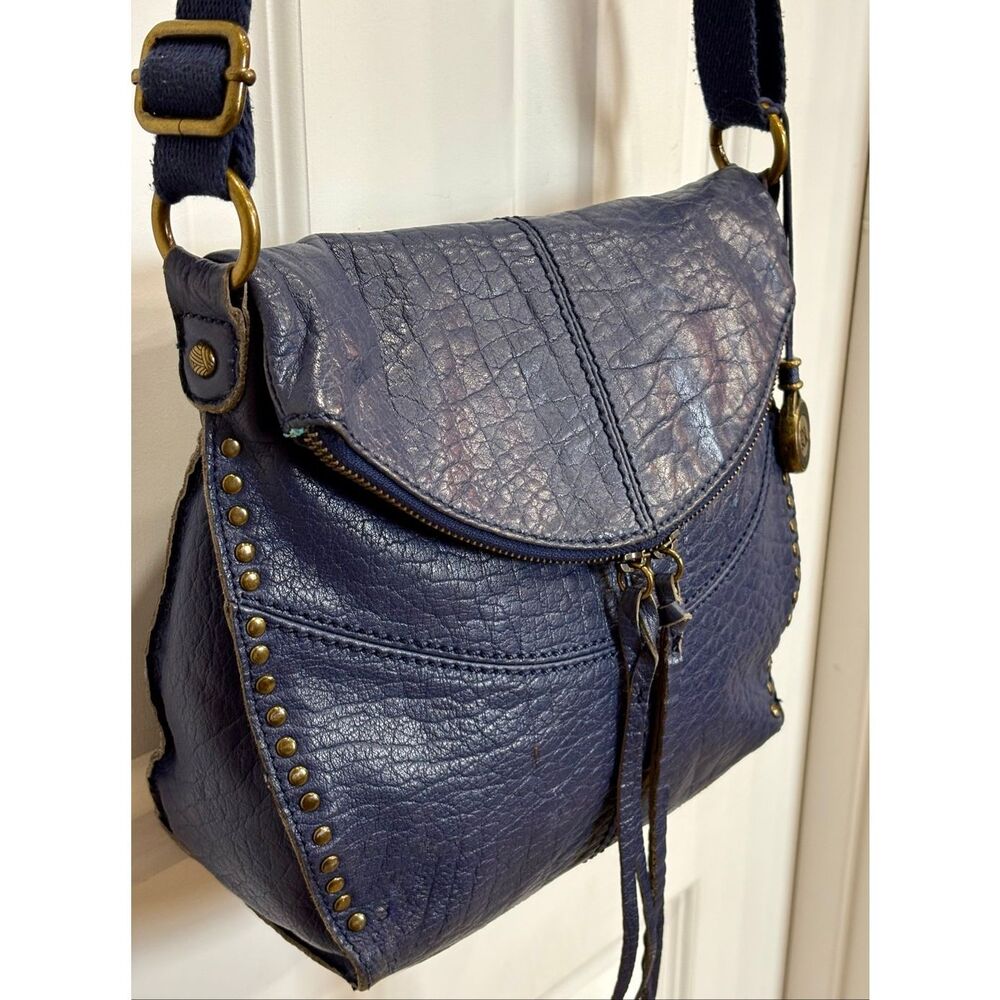THE SAK - "Silverlake" Crossbody in Blue Pebbled Leather w/Studded Detailing - Picture 3 of 16